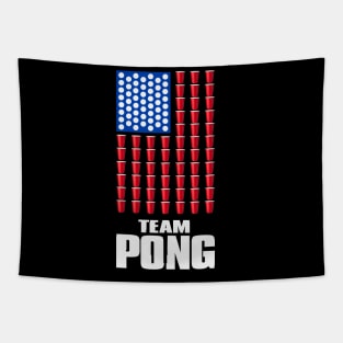 Beer Pong American Flag T shirt 4th of July  Merica USA T-Shirt Tapestry