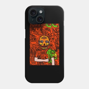 Experience the Essence - A MaleMask NFT with MexicanEye Color and DoodleGlyph Background Phone Case