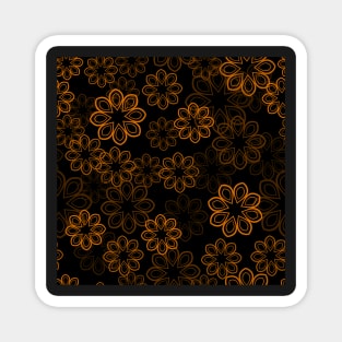 Neon Floral Orange on Black Repeat 5748 Magnet
