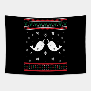 'Narwhal Premium' Cute Christmas Narwhal Tapestry