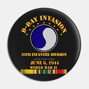 29th Infantry Div - D Day w Svc Ribbons Pin