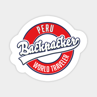 peru backpacker world traveler logo. Magnet