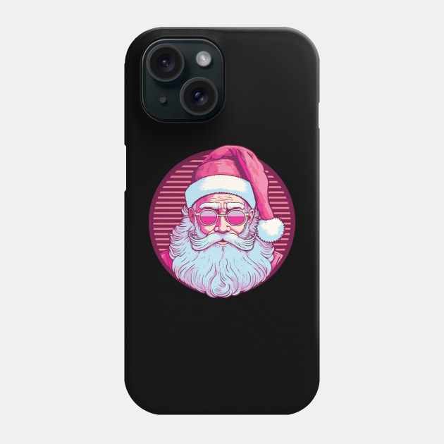 Retro vintage pink santa claus Phone Case by vectrus