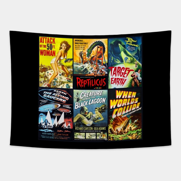 50s Sci-Fi Movie Poster Collection #2 Tapestry by RockettGraph1cs