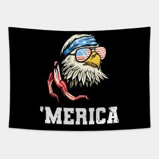 4th of July Merica USA Flag Bald Eagle Patriotic Veteran Tapestry