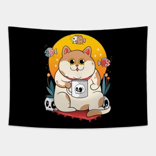 Morning Coffee Cat Tapestry