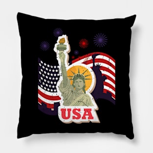 New York 4th of july Vintage Statue of Liberty Pillow