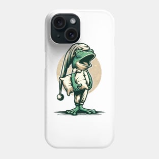 Sleepy frog wearing a nightcap, holding a pillow Phone Case