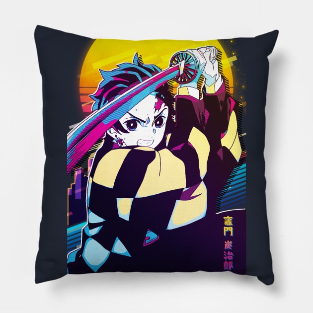 Demon Slayer Tanjiro Pillow by 80sRetro