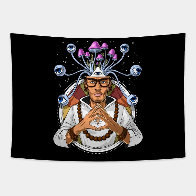 Psychedelic Psychonaut Shaman Tapestry by underheaven