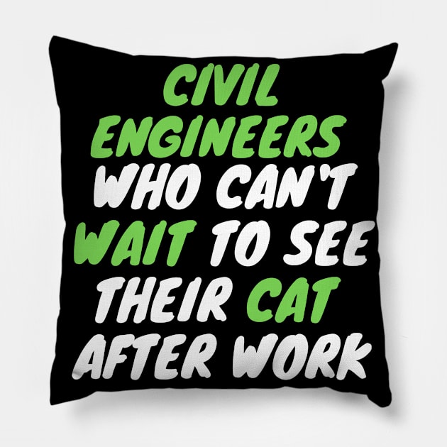 civil engineer cat after work Pillow by SnowballSteps