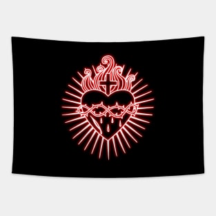 Sacred Heart Red Neon Tapestry