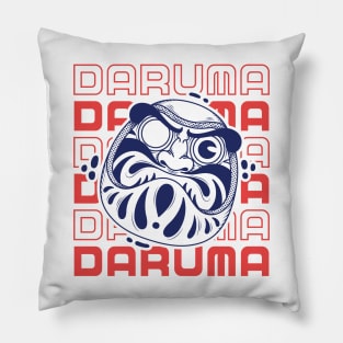 daruma doll illustration and typography Pillow