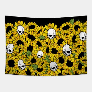 Field of Sunflower Skulls Tapestry