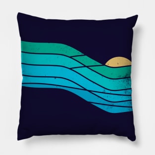 70s Sunset Ocean waves Pillow