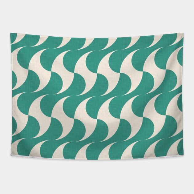 Dancing Geometric Waves - Vintage Turquoise Tapestry by matise