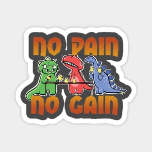 No Pain No Gain Dinosaur Handbell Practice Magnet