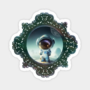The Little Astronaut on a planet Magnet