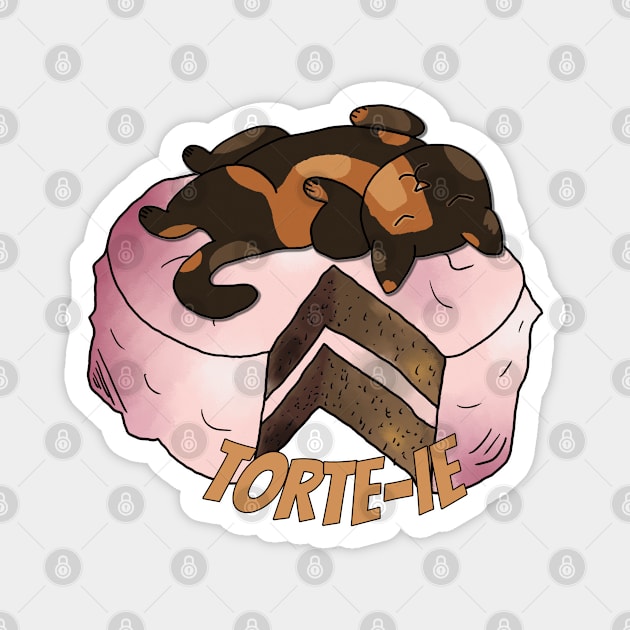 Torte-Ie (Tortie Pun) Magnet by nonbeenarydesigns