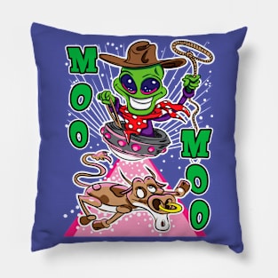 Moo Moo Alien Abduction Cow Pillow