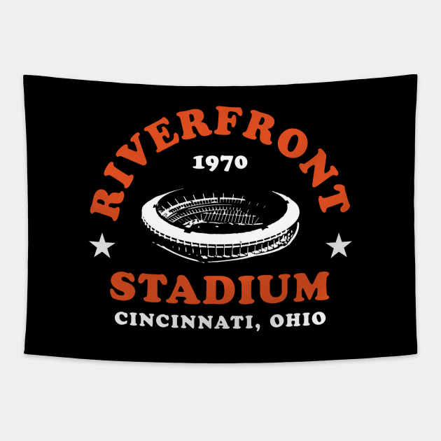 Riverfront Stadium 1970 Cincinnati Ohio Orange Bengals Tapestry by fatdesigner