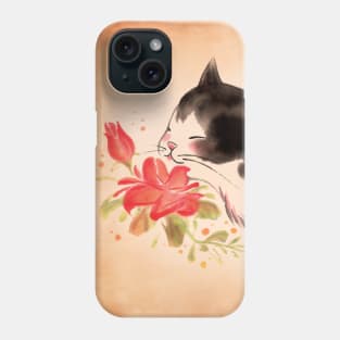 Cat smell rose Phone Case