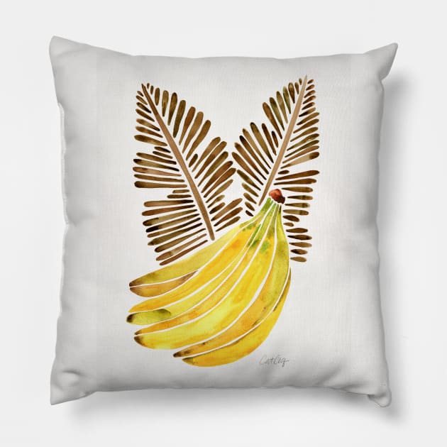 Sepia Bananas Pillow by CatCoq