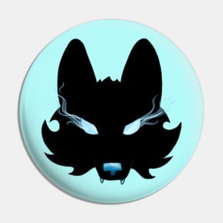 Blue Eyed Black Wolf Mask Pin