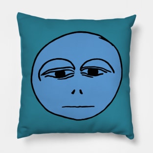 A blue, sad face. Pillow