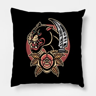 rose and panther tattoo Pillow