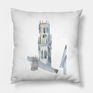 Medieval bell tower of Bruges, Belgium. Pillow