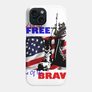 land of the free home of the brave american flag 4th of july Phone Case