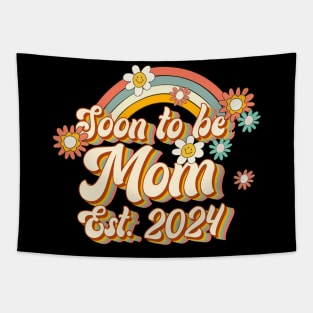 Soon To Be Mom Est. 2024 Family 60s 70s Hippie Costume Tapestry