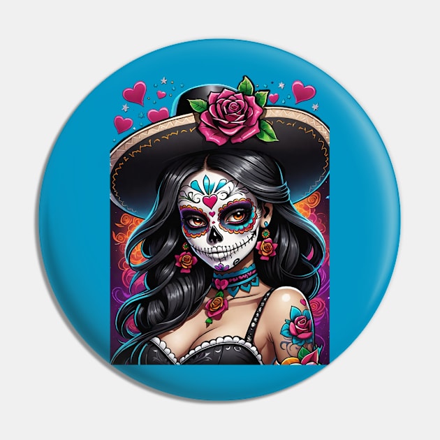 Vaquera - Dia De Los Muertos- Cowgirl Pin by Absinthe Society 