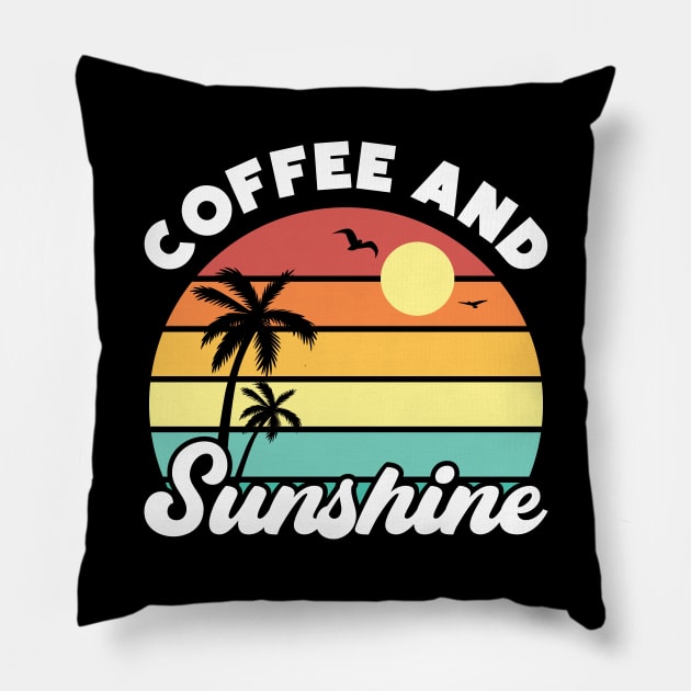 Coffee and Sunshine Vintage Sunset Summer Beach Pillow by Luluca Shirts