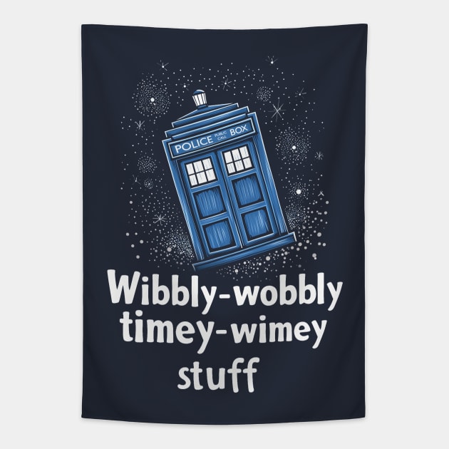 Wibbly-Wobbly Timey-Wimey Stuff TARDIS Tapestry by DesignedbyWizards