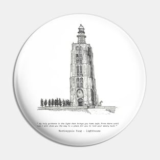 Westkapelle Lighthouse Zeeland Netherlands Pen and Ink Illustration Pin