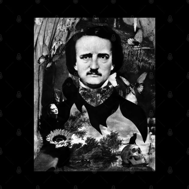 Edgar Allan Poe Halloween Ghost Story Horror Gothic Cat by seruniartworks