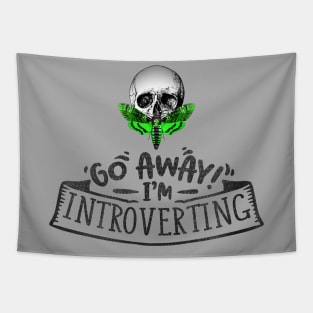 Go Away I'm Introverting - Skull Moth - acid green - Anti-Social Butterfly collection. Tapestry