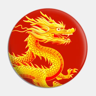 Chinese Golden Dragon on a Lucky Red Background 2: Chinese New Year, Year of the Dragon on a Dark Background Pin