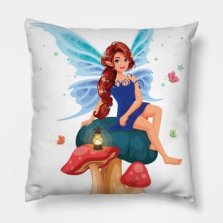 little fairy sitting mushroom Pillow