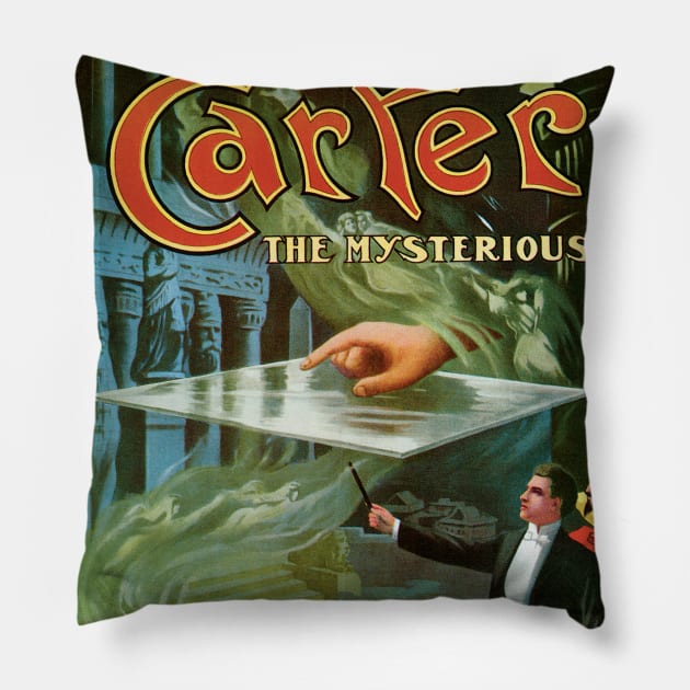 Vintage Magic Poster Art, Carter the Mysterious Pillow by MasterpieceCafe