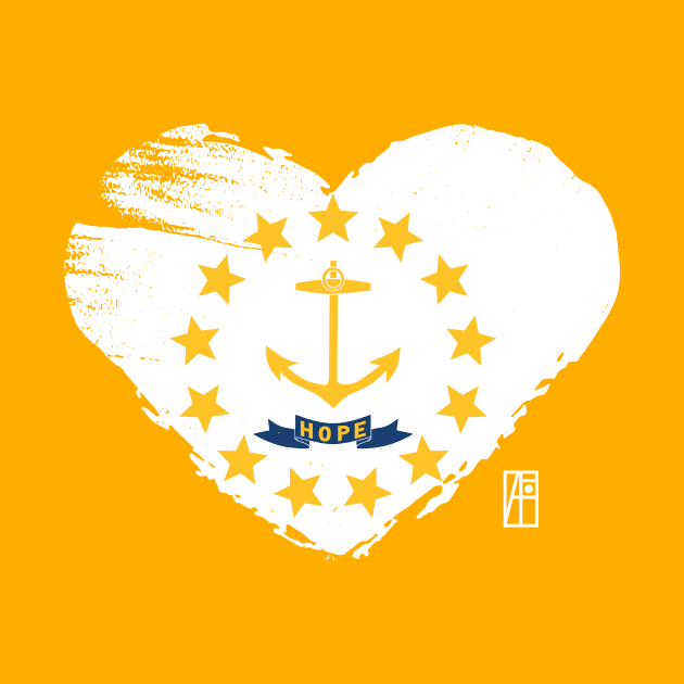 U.S. State - I Love Rhode Island - Rhode Island Flag by ArtProjectShop