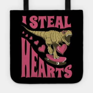 I Steal Hearts Valentines Day Dinosaur T-Rex Tote