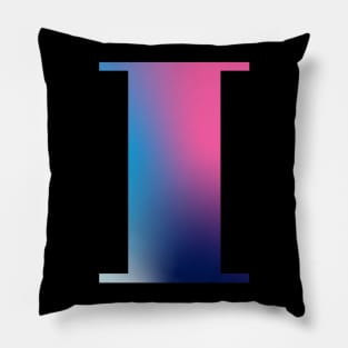 Capital Letter I Monogram Gradient Pink Blue White Pillow