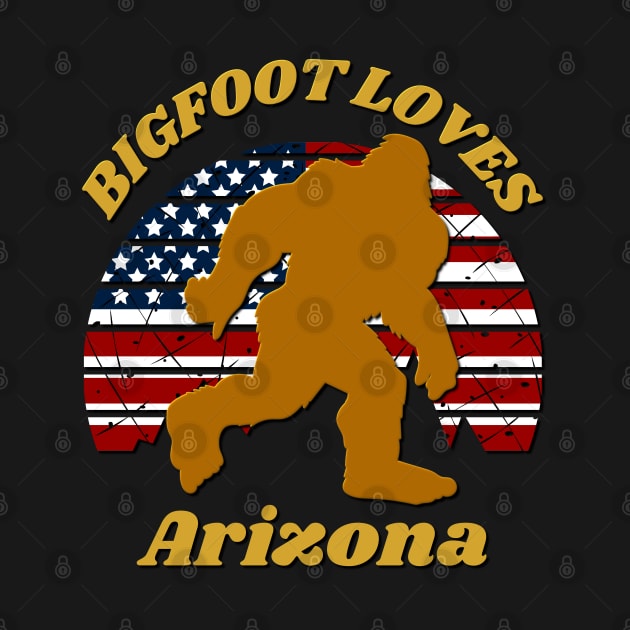 Bigfoot loves America and Arizona Too by Scovel Design Shop