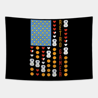 8 Bit Retro Gamer American Flag, Gift for Gamers Tapestry