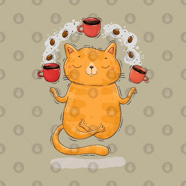 Meditative Coffee Cat by Tania Tania