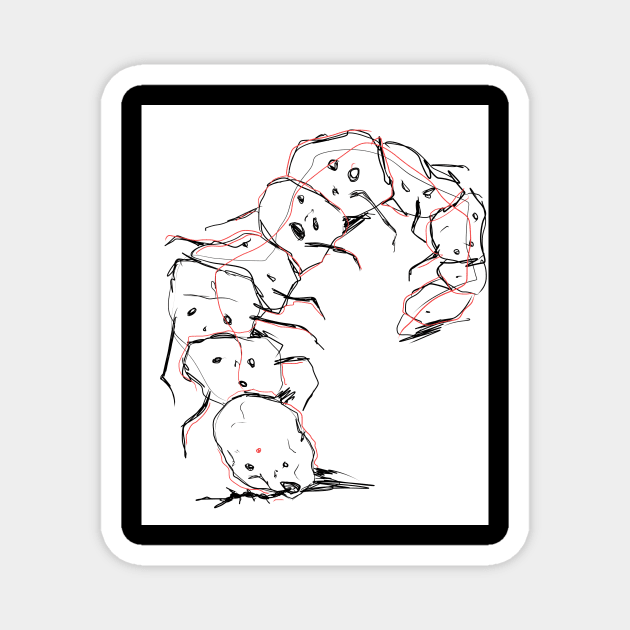 Sketch creepy monster centipede Magnet by Demonic cute cat