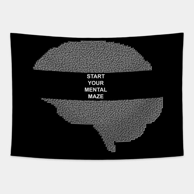 Start your mental maze - white letters on black background Tapestry by PopArtyParty